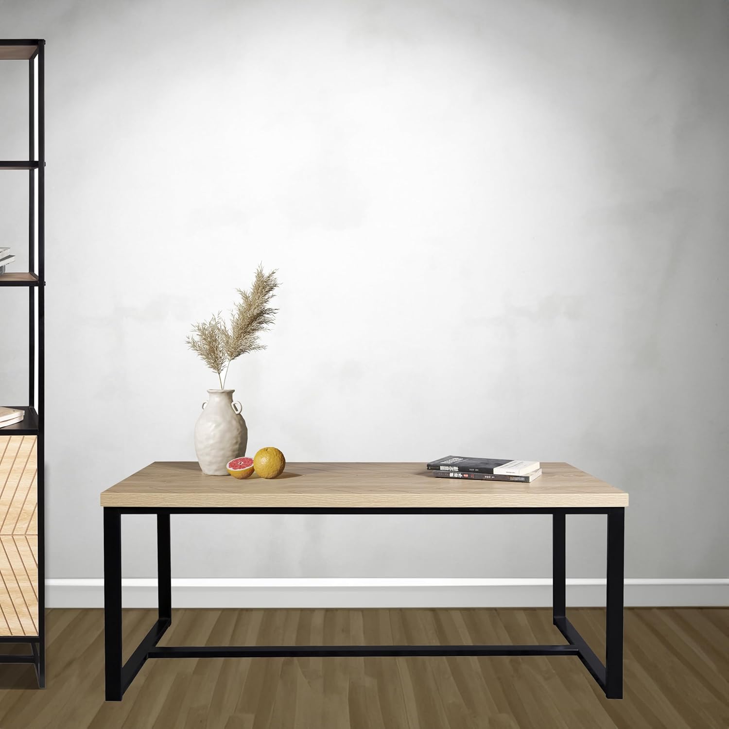 Bali Coffee Table - Natural Wood & Black Metal