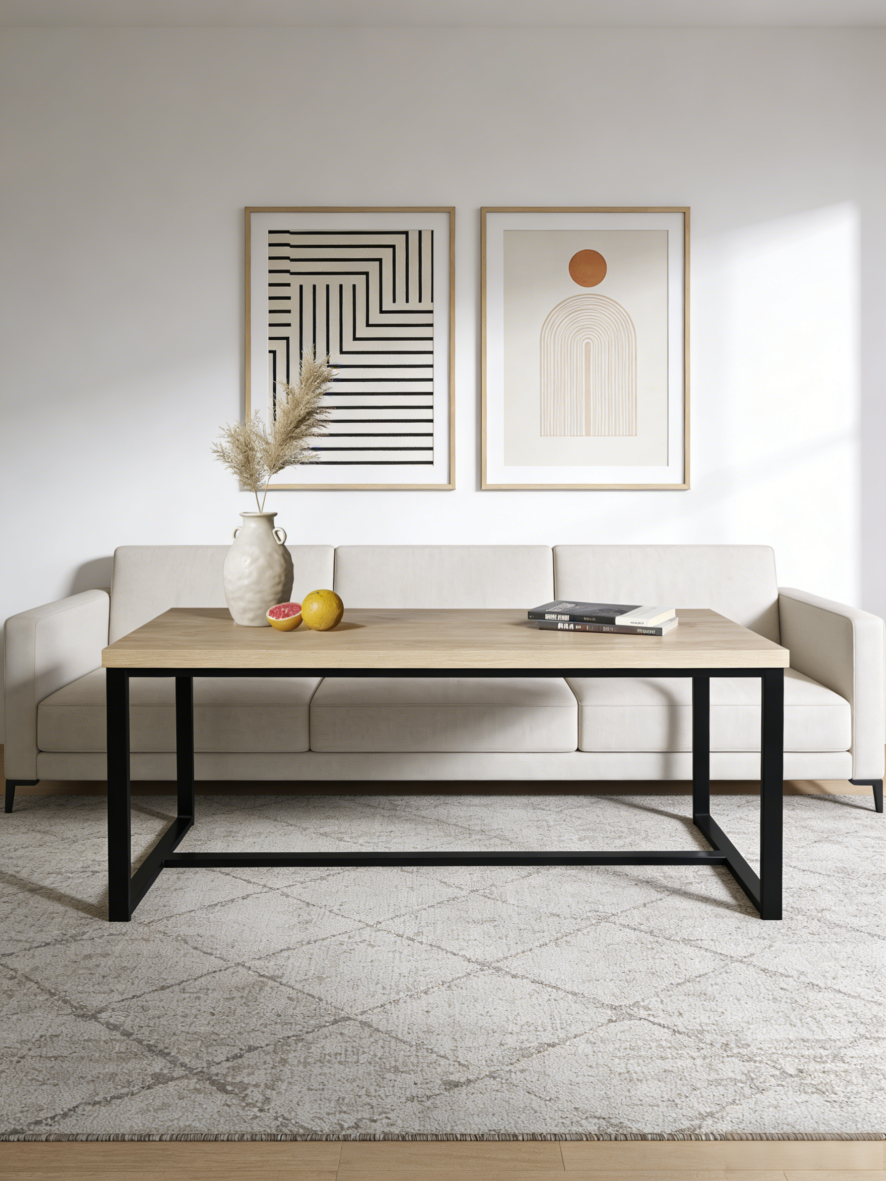 Bali Coffee Table - Natural Wood & Black Metal