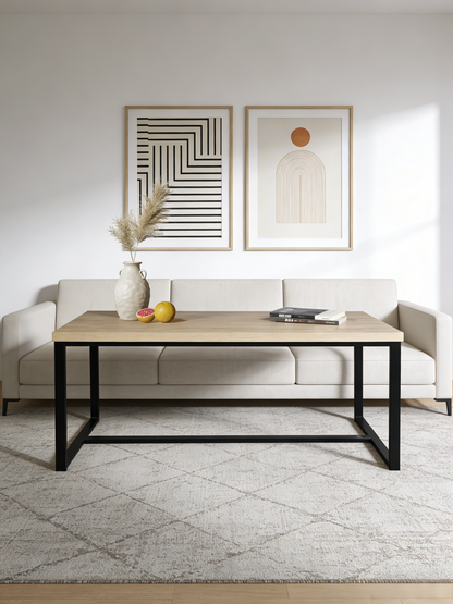 Bali Coffee Table - Natural Wood & Black Metal