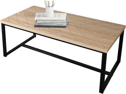 Bali Coffee Table - Natural Wood & Black Metal