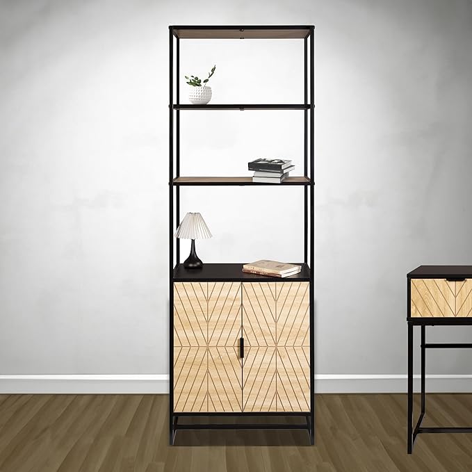 Bali Coastal Book Shelf - Black Wood Storage Unit