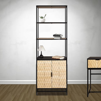 Bali Coastal Book Shelf - Black Wood Storage Unit