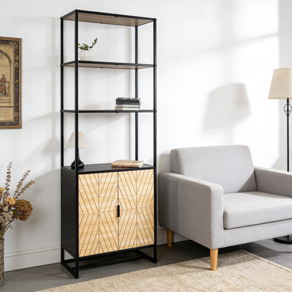 Bali Coastal Book Shelf - Black Wood Storage Unit
