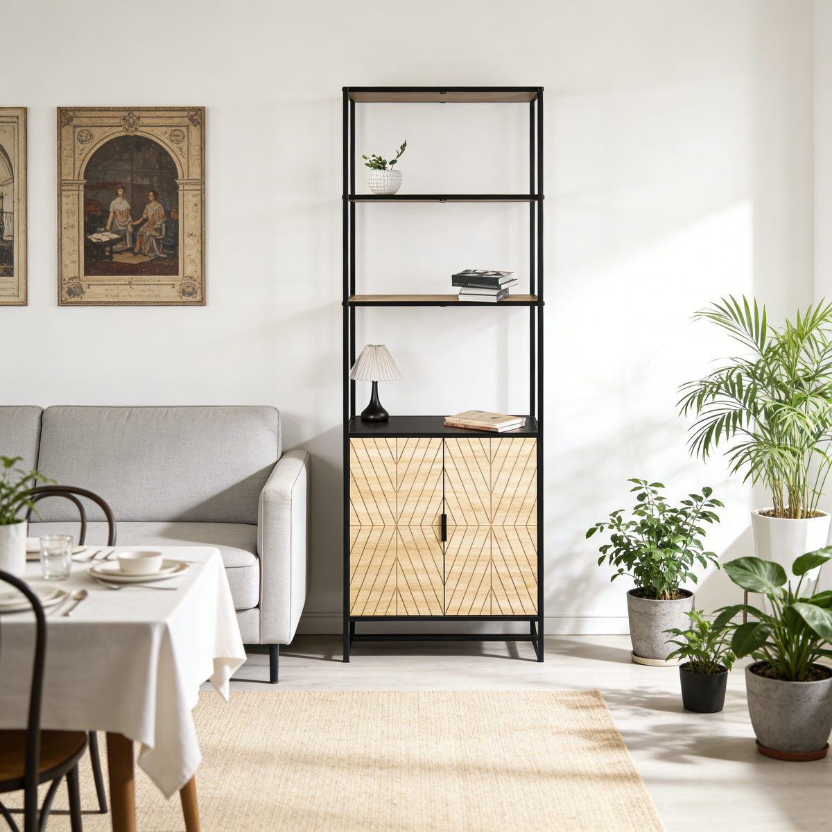Bali Coastal Book Shelf - Black Wood Storage Unit