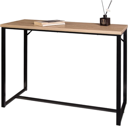 Bali Coastal Modern Console Table Natural Wood Top with Black Metal Legs
