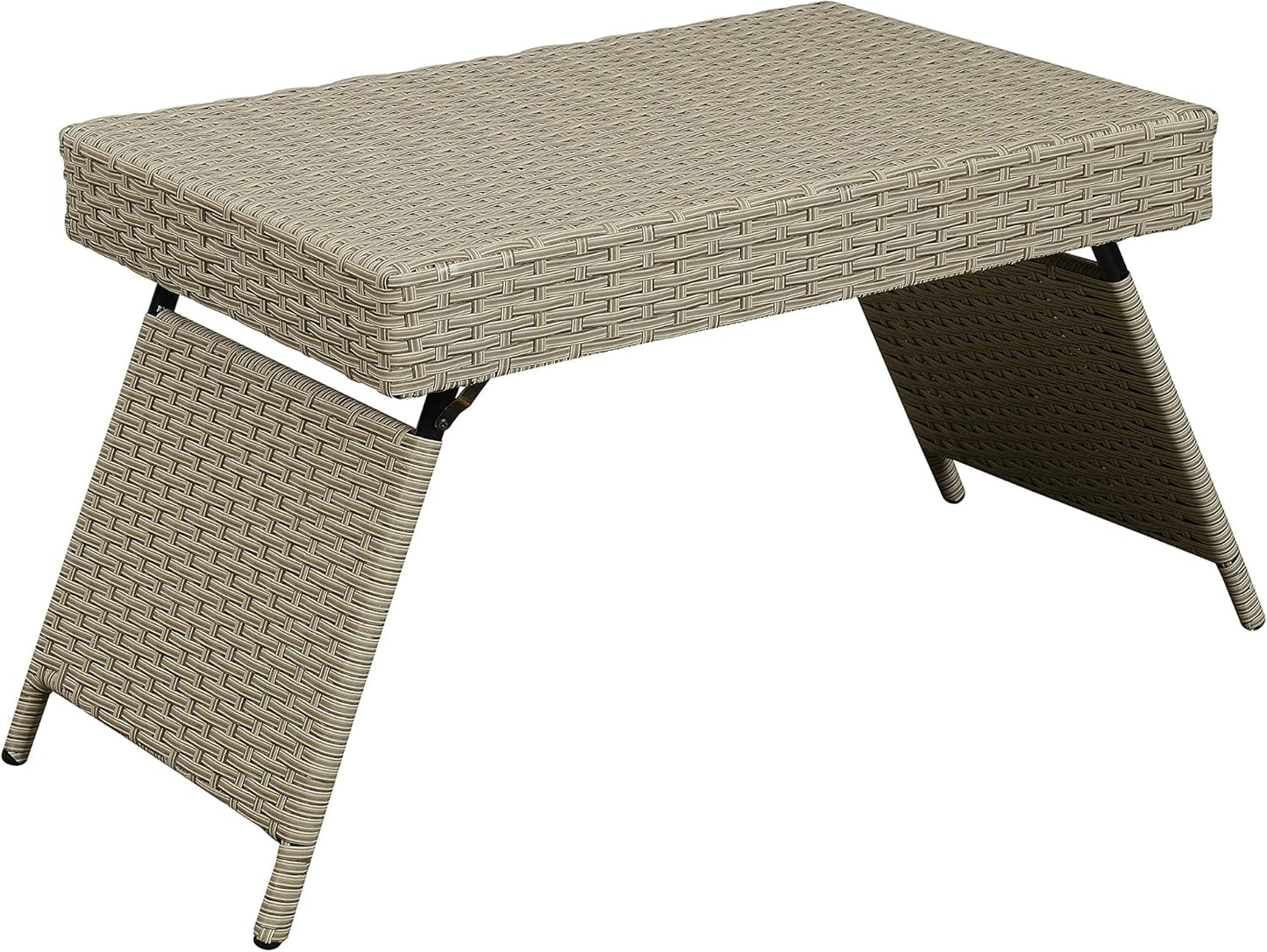 Portable Folding Wicker Table, Grey
