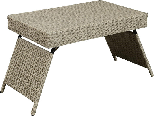 Portable Folding Wicker Table, Grey