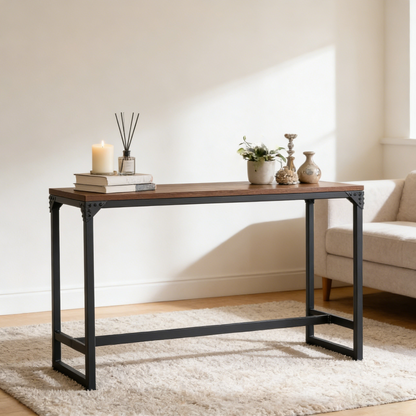 Minimalist Dark Brown Bar Table - Industrial Style