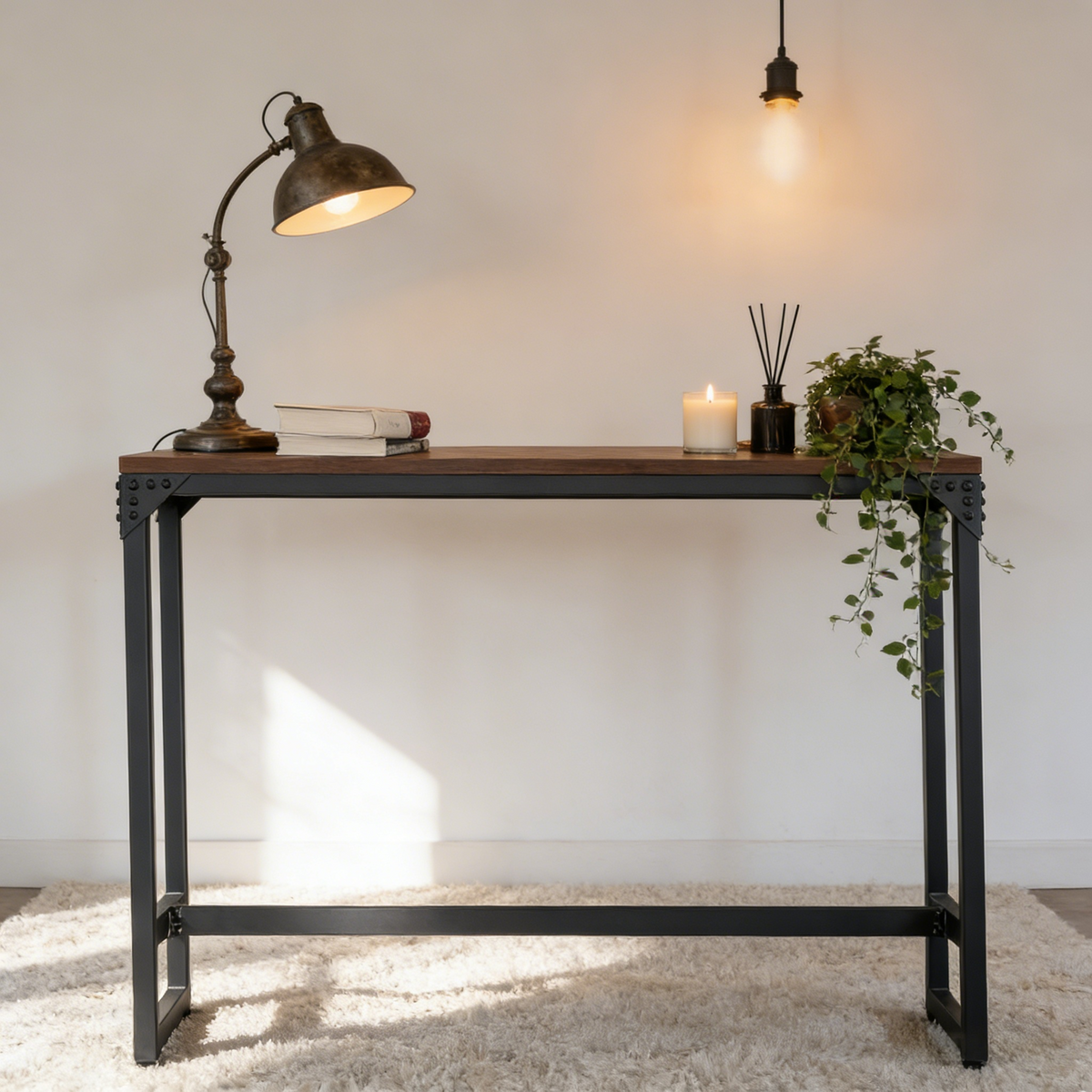 Minimalist Dark Brown Bar Table - Industrial Style