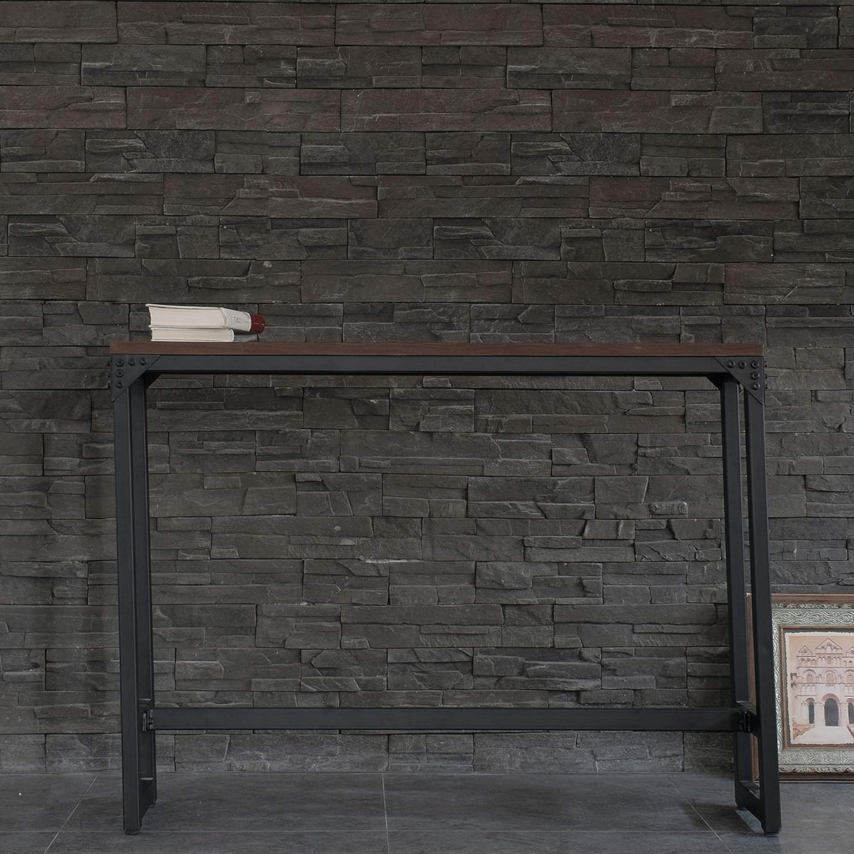 Minimalist Dark Brown Bar Table - Industrial Style