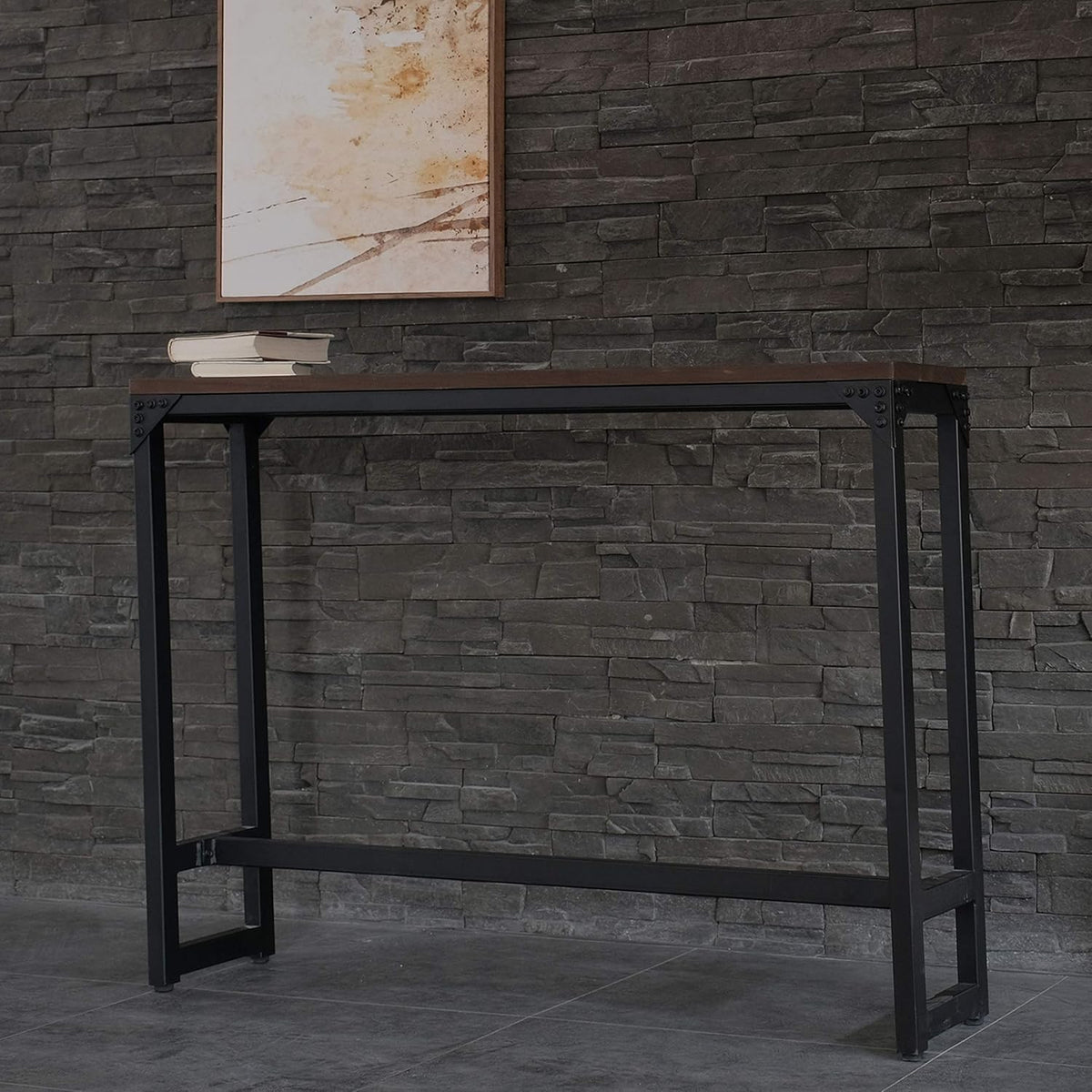 Minimalist Dark Brown Bar Table - Industrial Style
