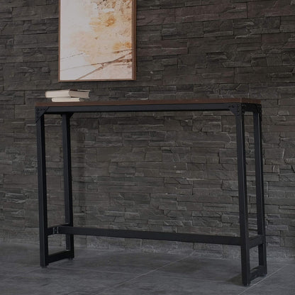 Minimalist Dark Brown Bar Table - Industrial Style