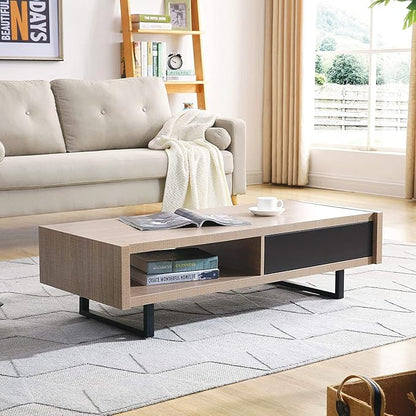 Mid-Century Coffee Table - Ash Wood Storage