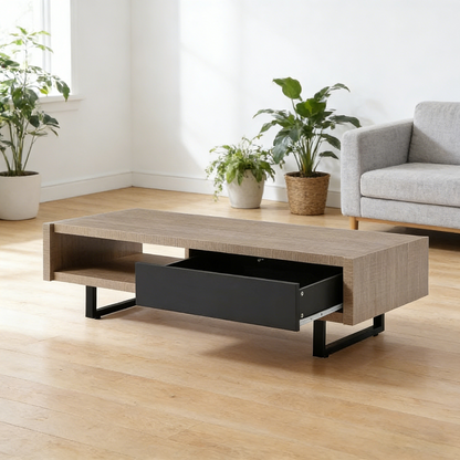 Mid-Century Coffee Table - Ash Wood Storage