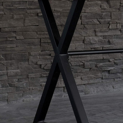 Contemporary Industrial Computer Desk - Black Metal Wood