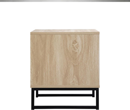 16" Wood Side Table with Drawer - Coastal Modern Design for Living Room