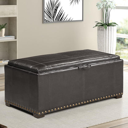 Black Storage Bench with 2 Ottomans - 40" W x 17.5" D for Living Room