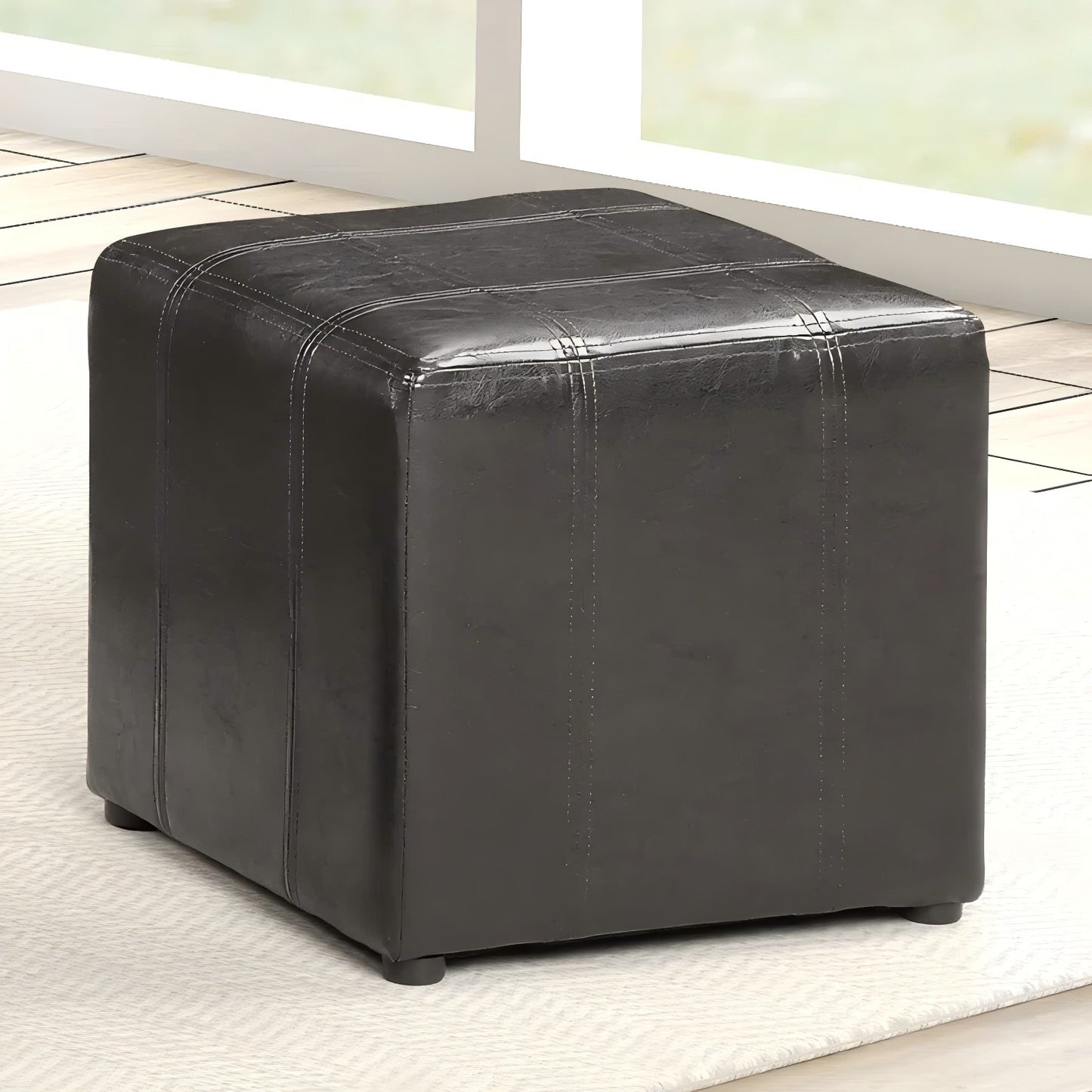 Black Storage Bench with 2 Ottomans - 40" W x 17.5" D for Living Room