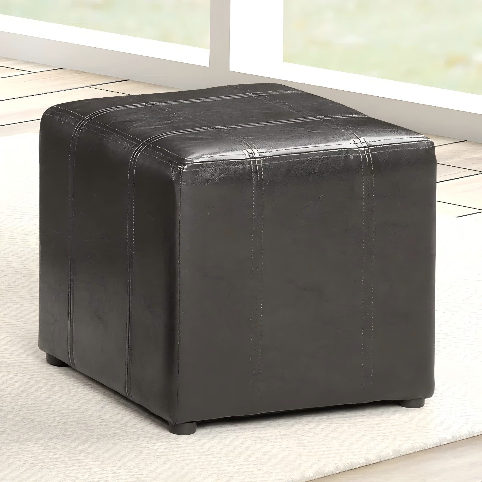 Black Storage Bench with 2 Ottomans - 40" W x 17.5" D for Living Room