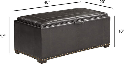 Black Storage Bench with 2 Ottomans - 40" W x 17.5" D for Living Room