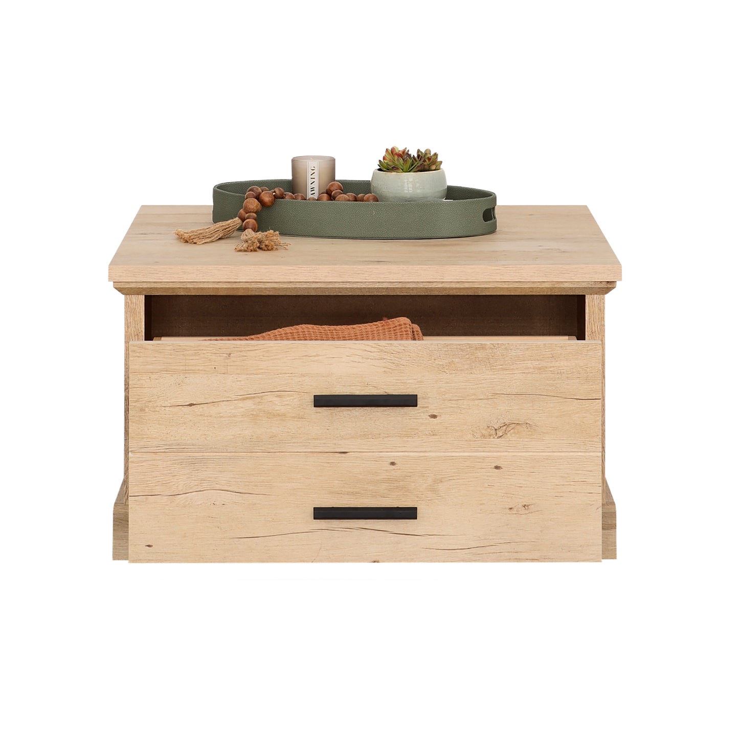Brown Farmhouse Rectangular Coffee Table with Drawers