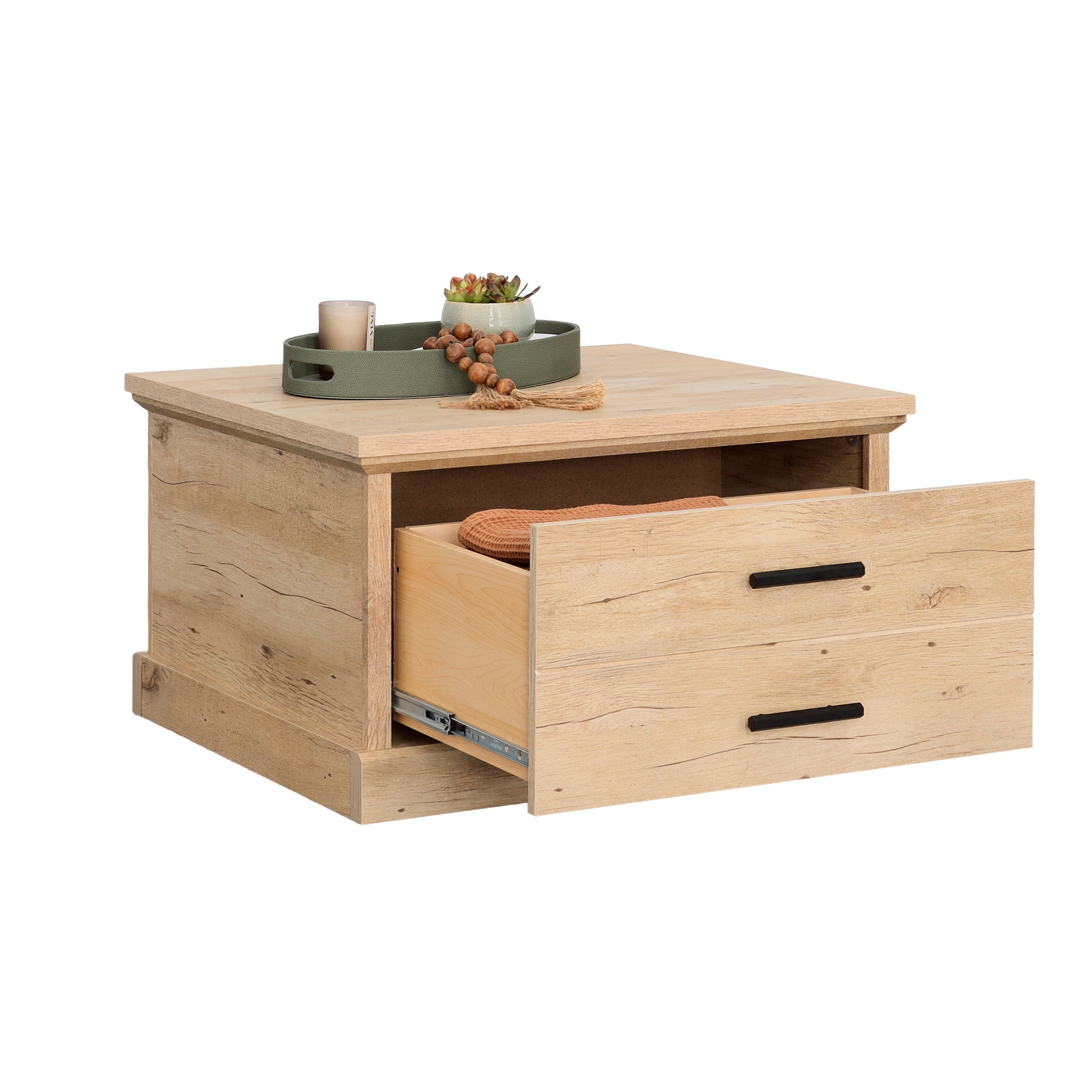 Brown Farmhouse Rectangular Coffee Table with Drawers