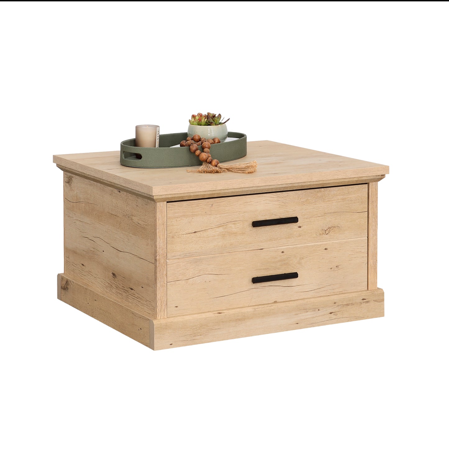 Brown Farmhouse Rectangular Coffee Table with Drawers