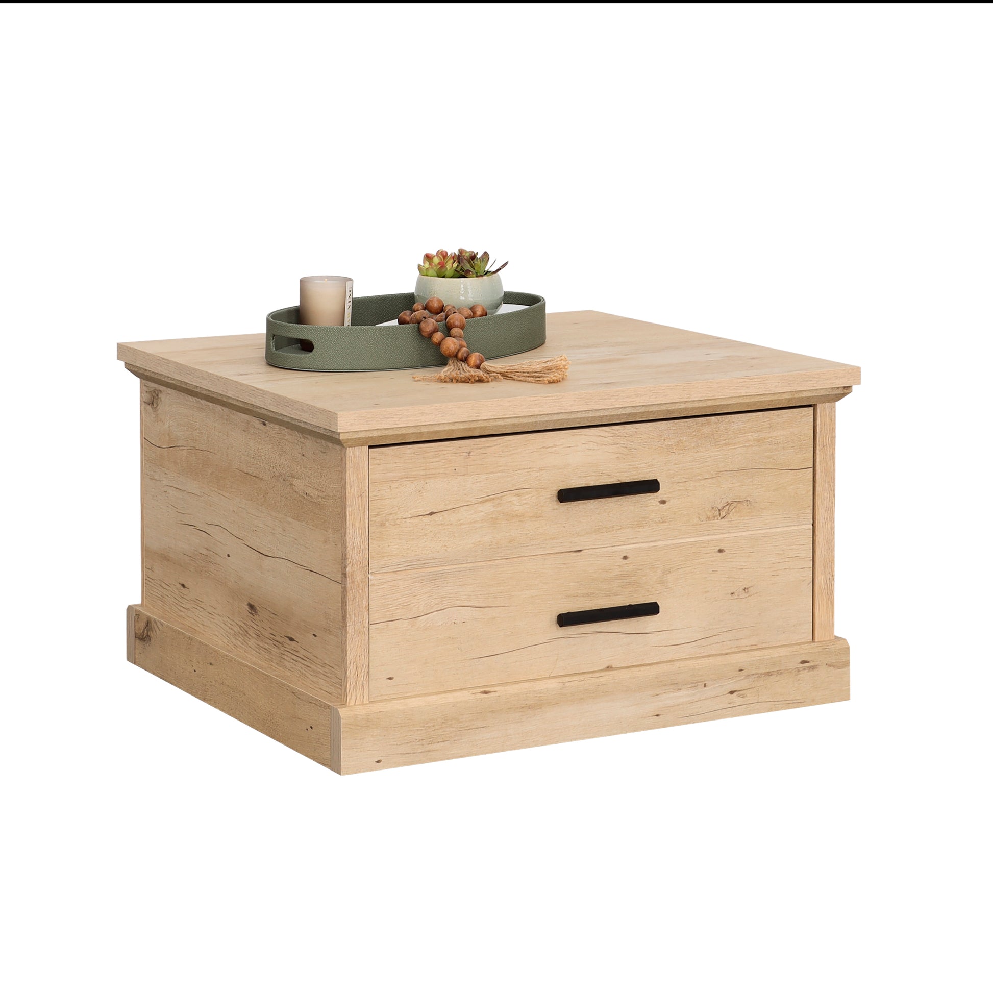 Brown Farmhouse Rectangular Coffee Table with Drawers