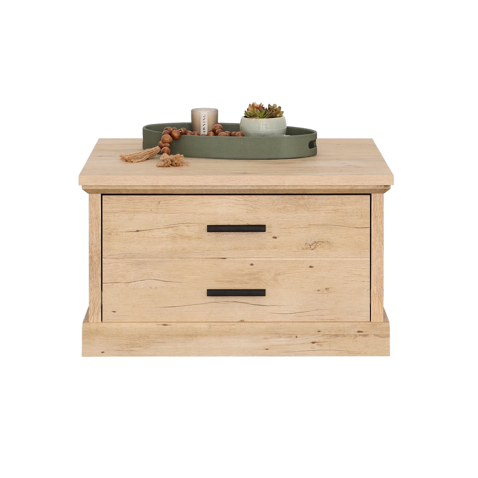 Brown Farmhouse Rectangular Coffee Table with Drawers