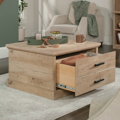 Brown Farmhouse Rectangular Coffee Table with Drawers