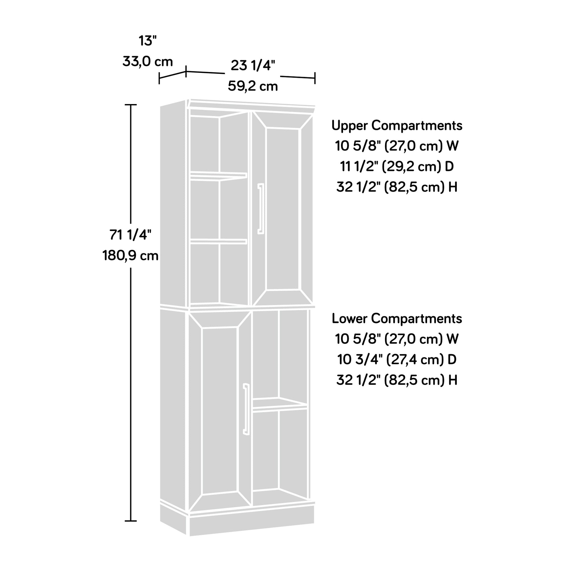 Brown Oak Storage Cabinet - 6 Shelves Adjustable