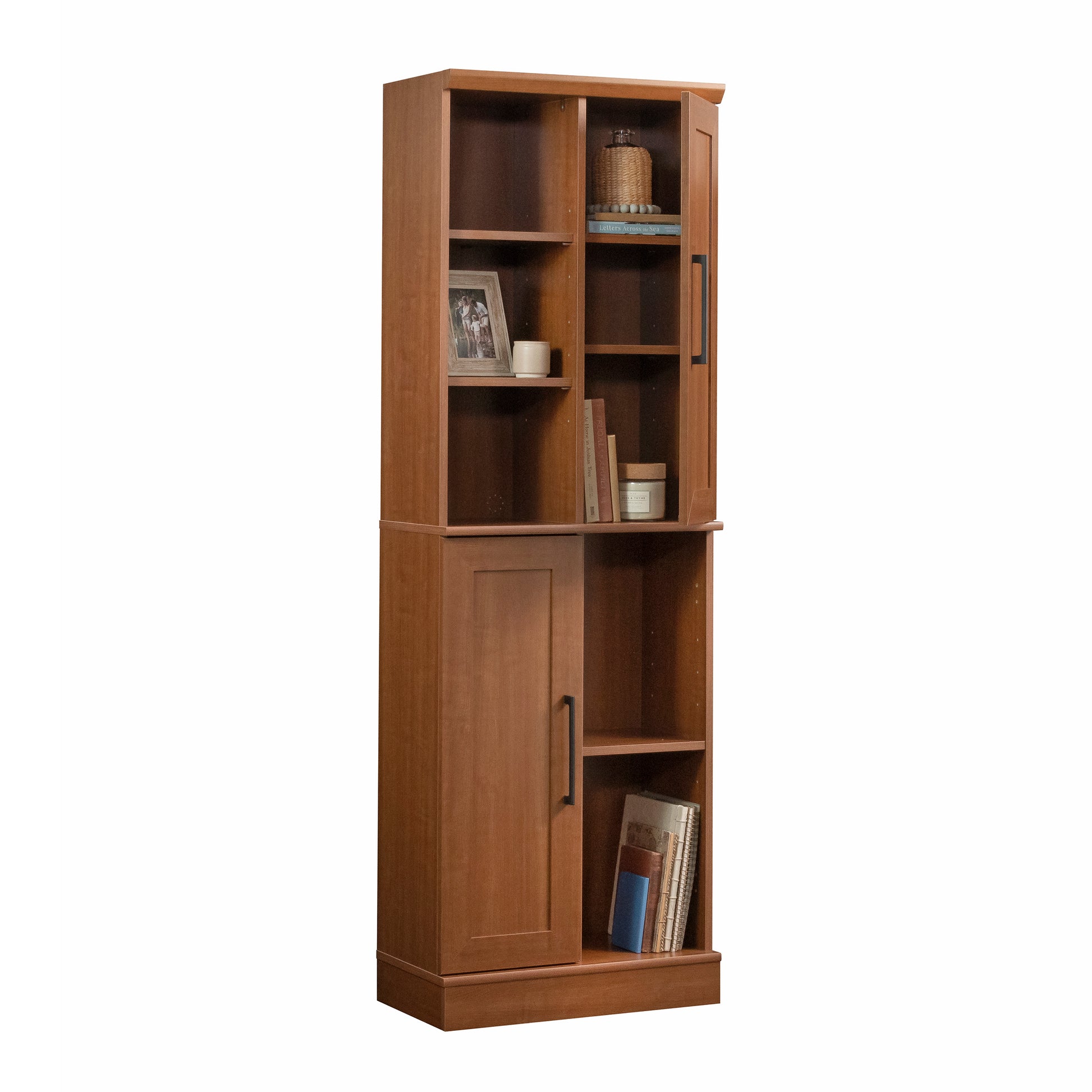 Brown Oak Storage Cabinet - 6 Shelves Adjustable