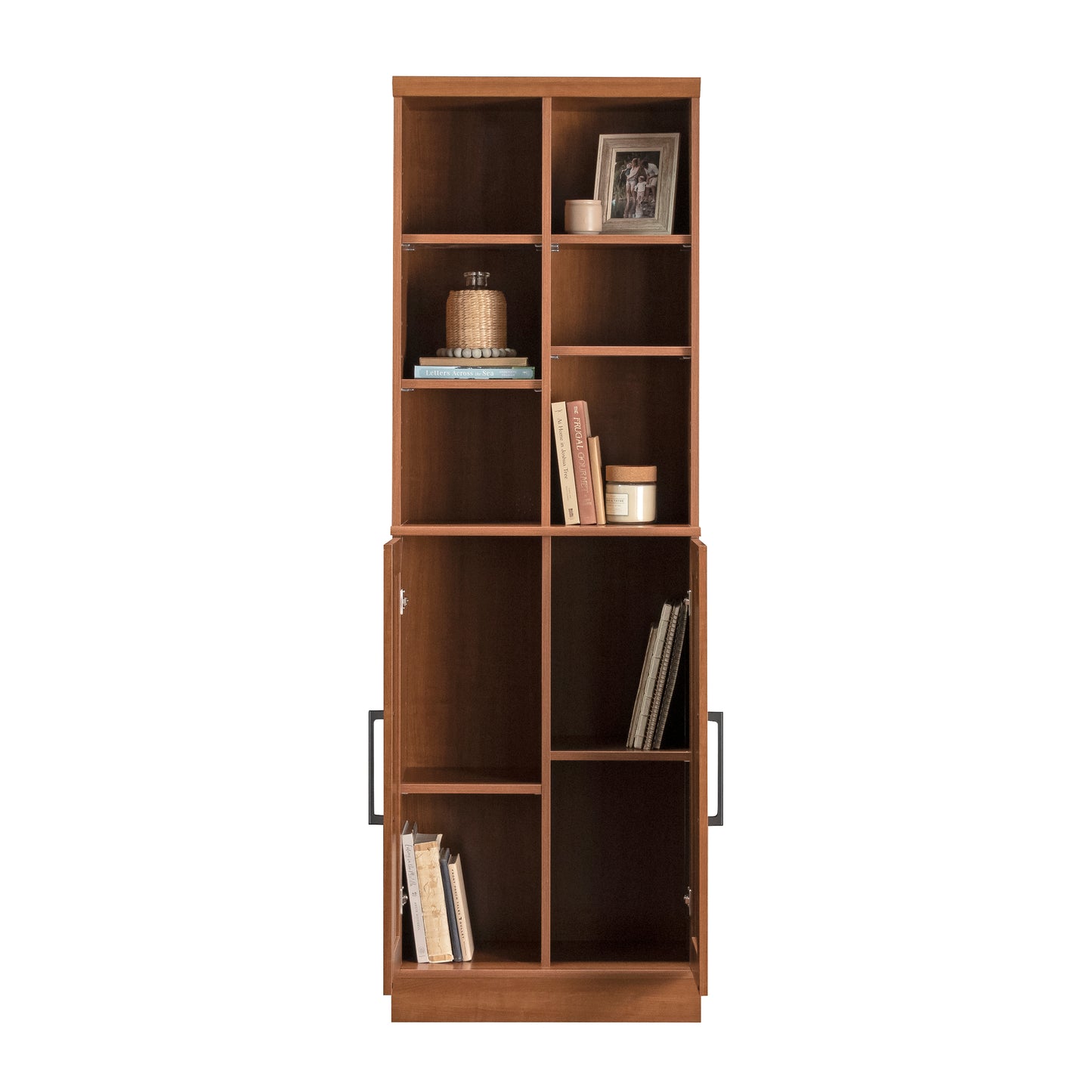 Brown Oak Storage Cabinet - 6 Shelves Adjustable