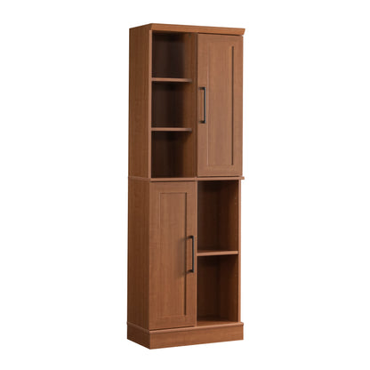 Brown Oak Storage Cabinet - 6 Shelves Adjustable