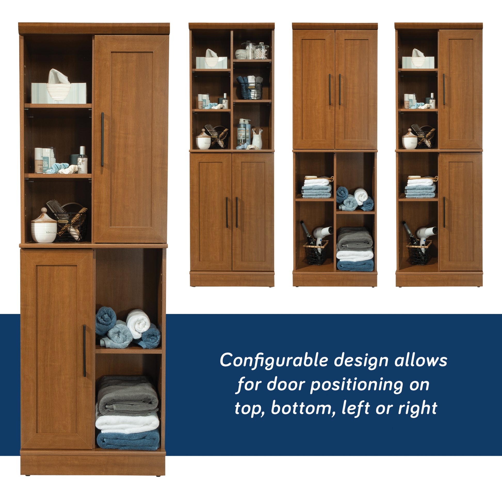 Brown Oak Storage Cabinet - 6 Shelves Adjustable