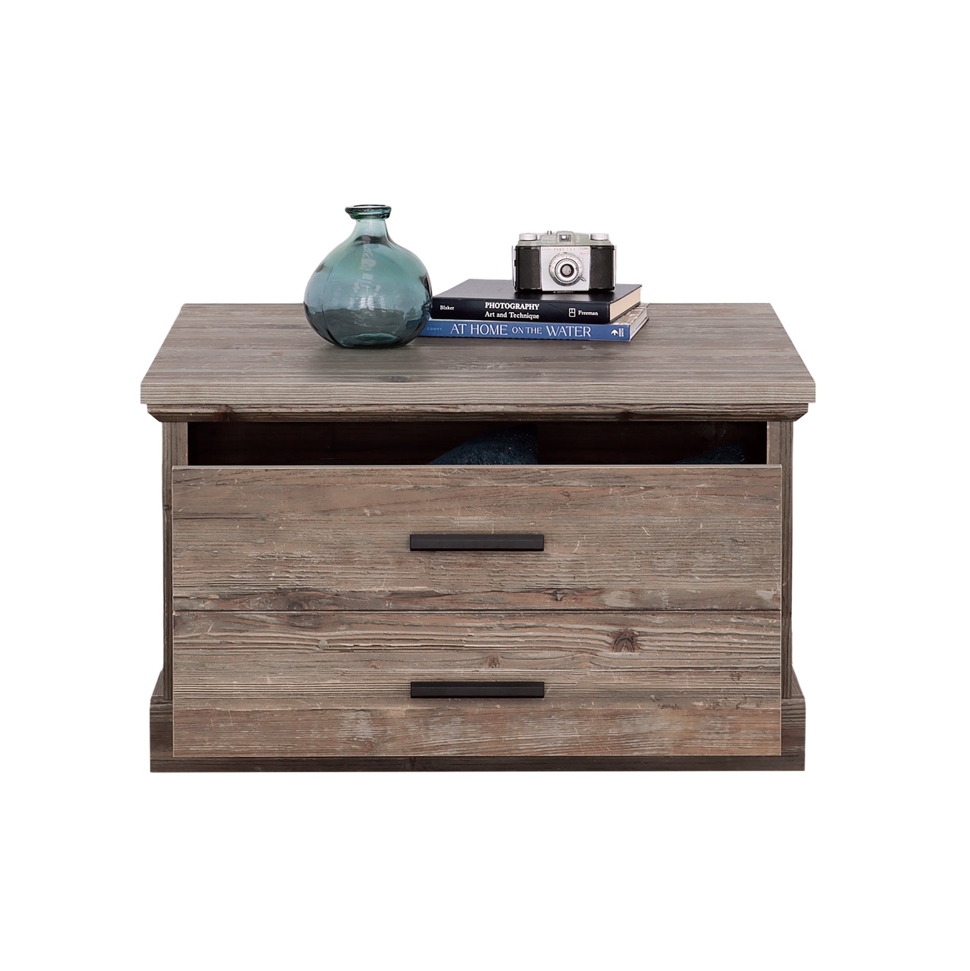 Brown Farmhouse Coffee Table with Storage Drawers