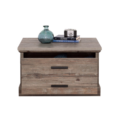 Brown Farmhouse Coffee Table with Storage Drawers