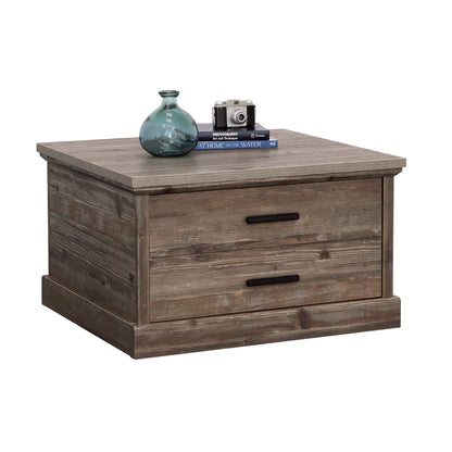 Brown Farmhouse Coffee Table with Storage Drawers