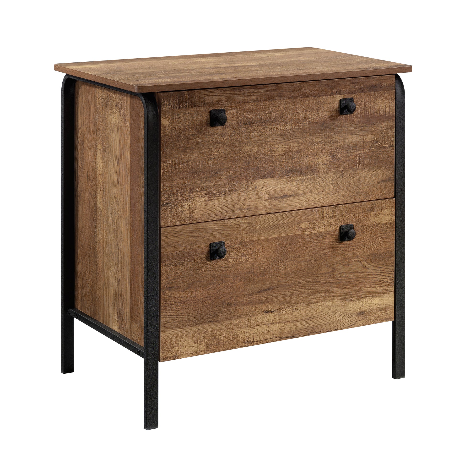 Lateral File with Bold Design, Oak finish