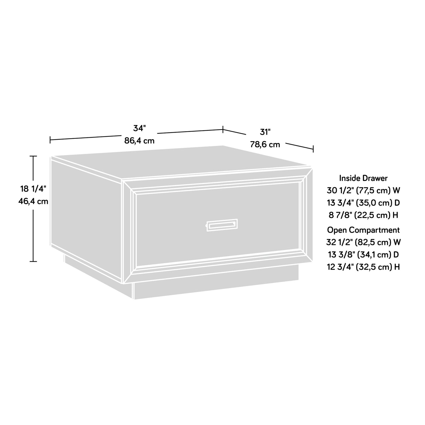Brown Rectangular Coffee Table - Gray Finish