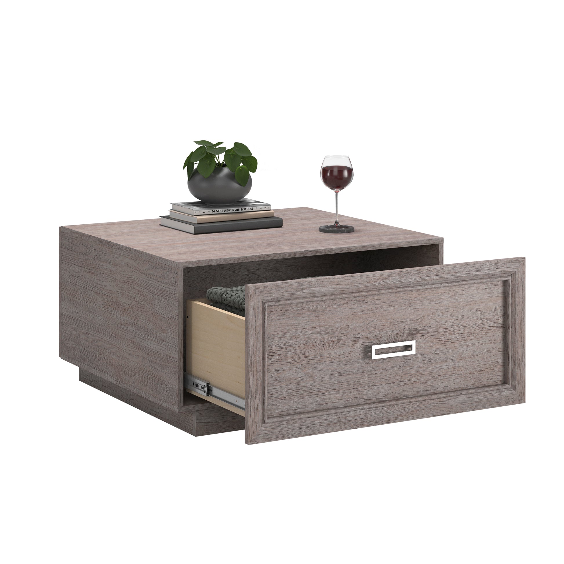 Brown Rectangular Coffee Table - Gray Finish
