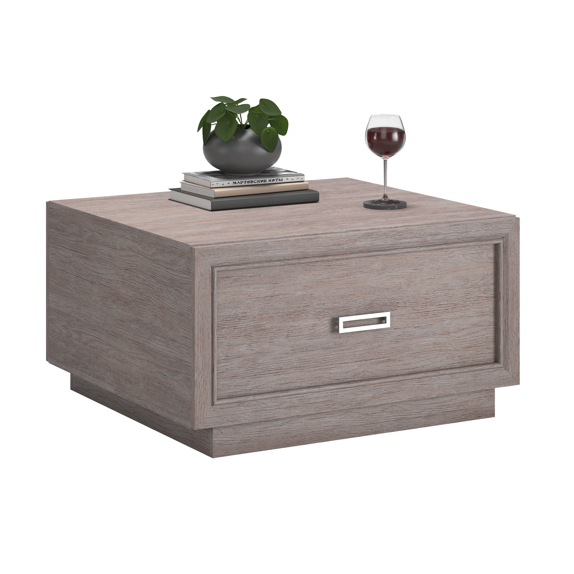 Brown Rectangular Coffee Table - Gray Finish