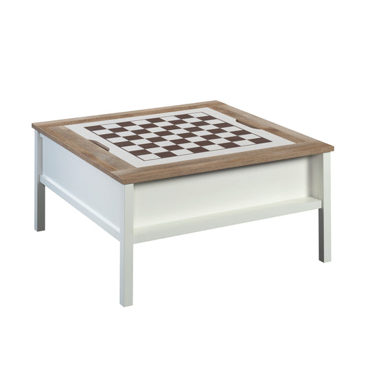 White Square Gaming Desk Table with Chess Storage