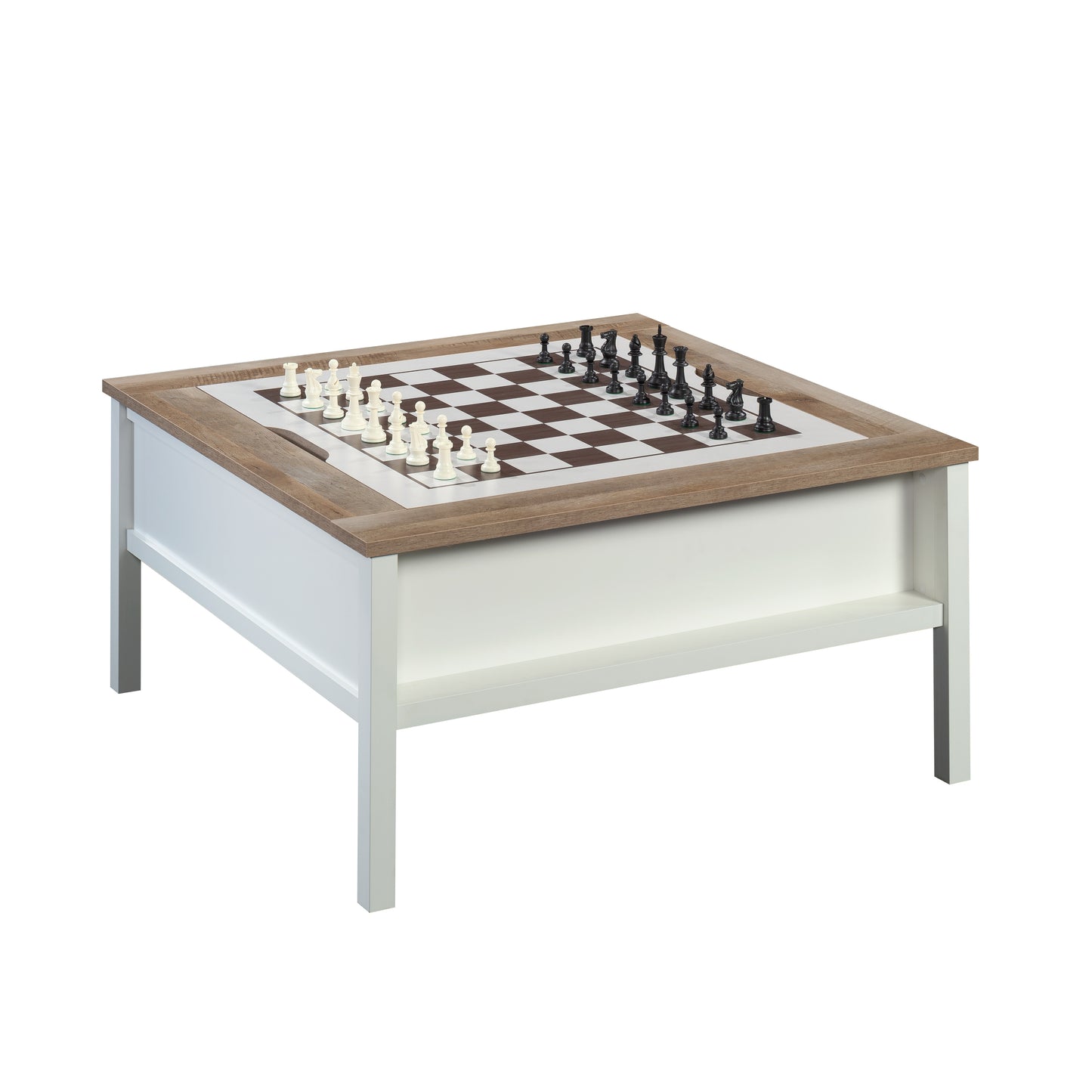 White Square Gaming Desk Table with Chess Storage