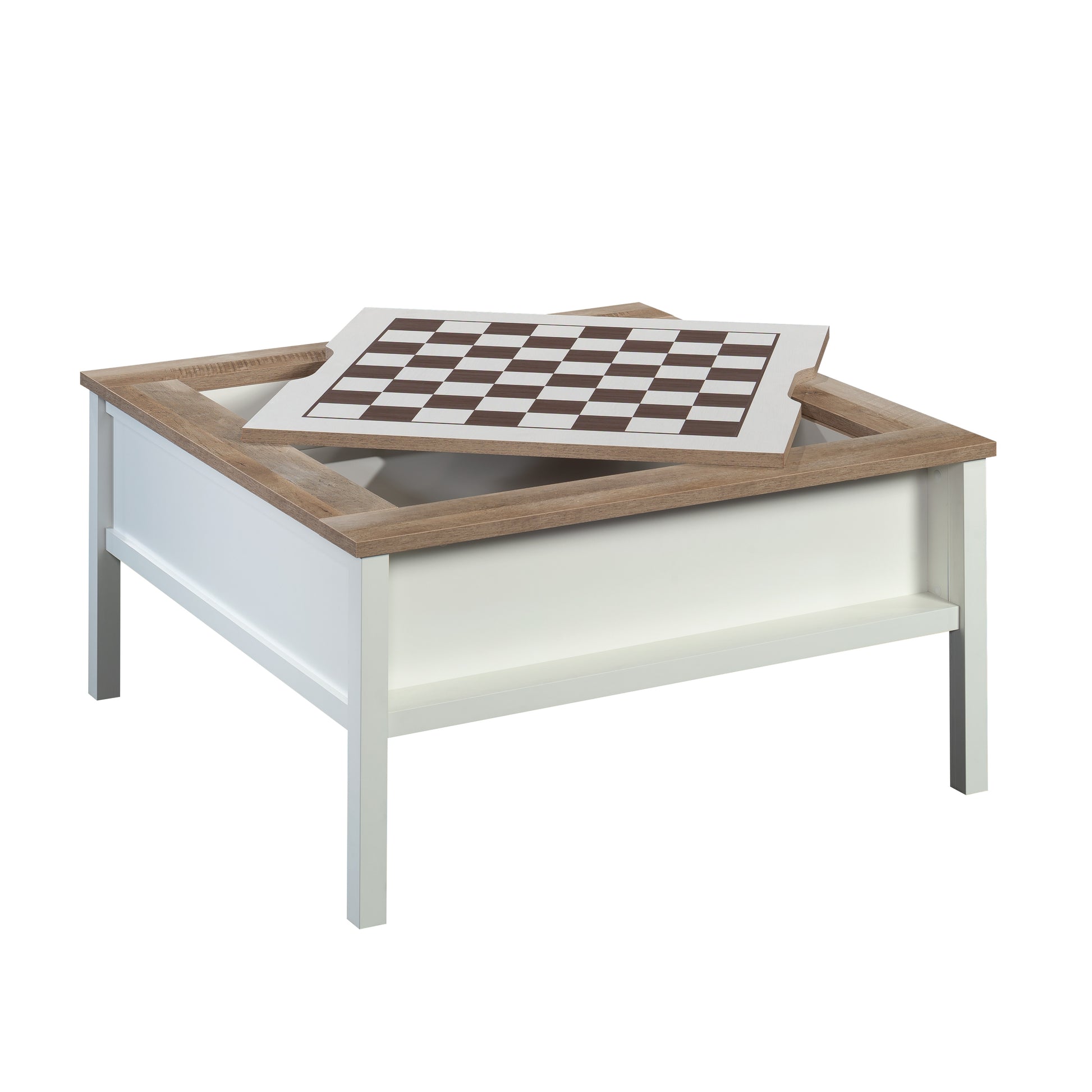 White Square Gaming Desk Table with Chess Storage