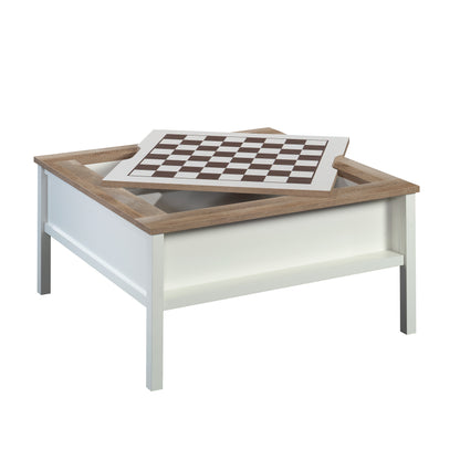 White Square Gaming Desk Table with Chess Storage