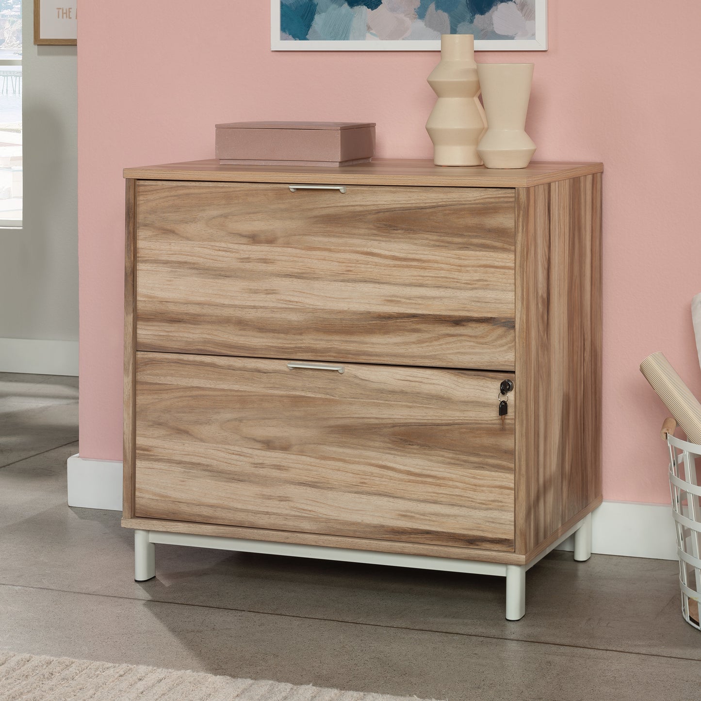2-Drawer Filing Cabinet - Brown Oak Finish