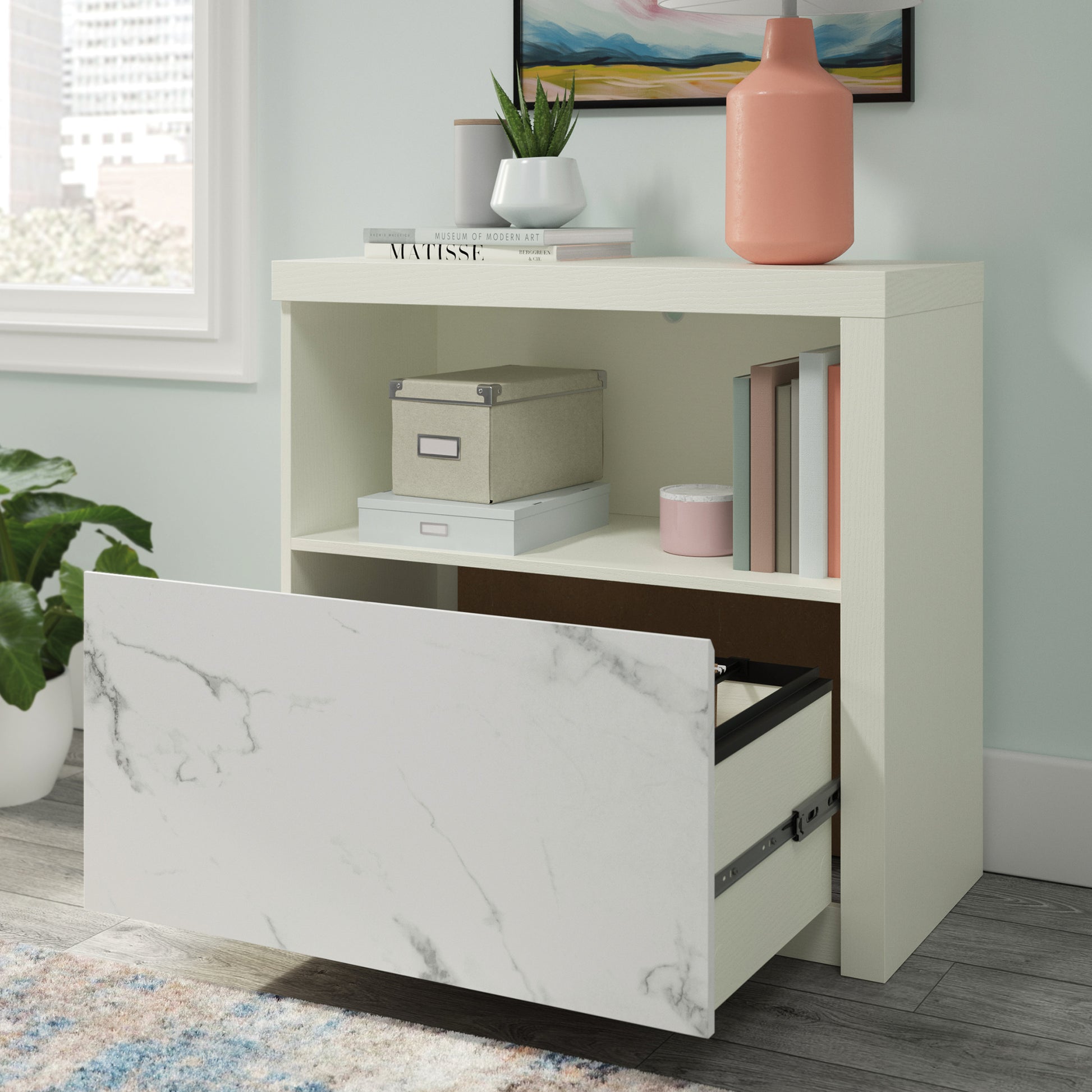 White Filing Cabinet with 1-2 Drawers - Office Storage for Home Office