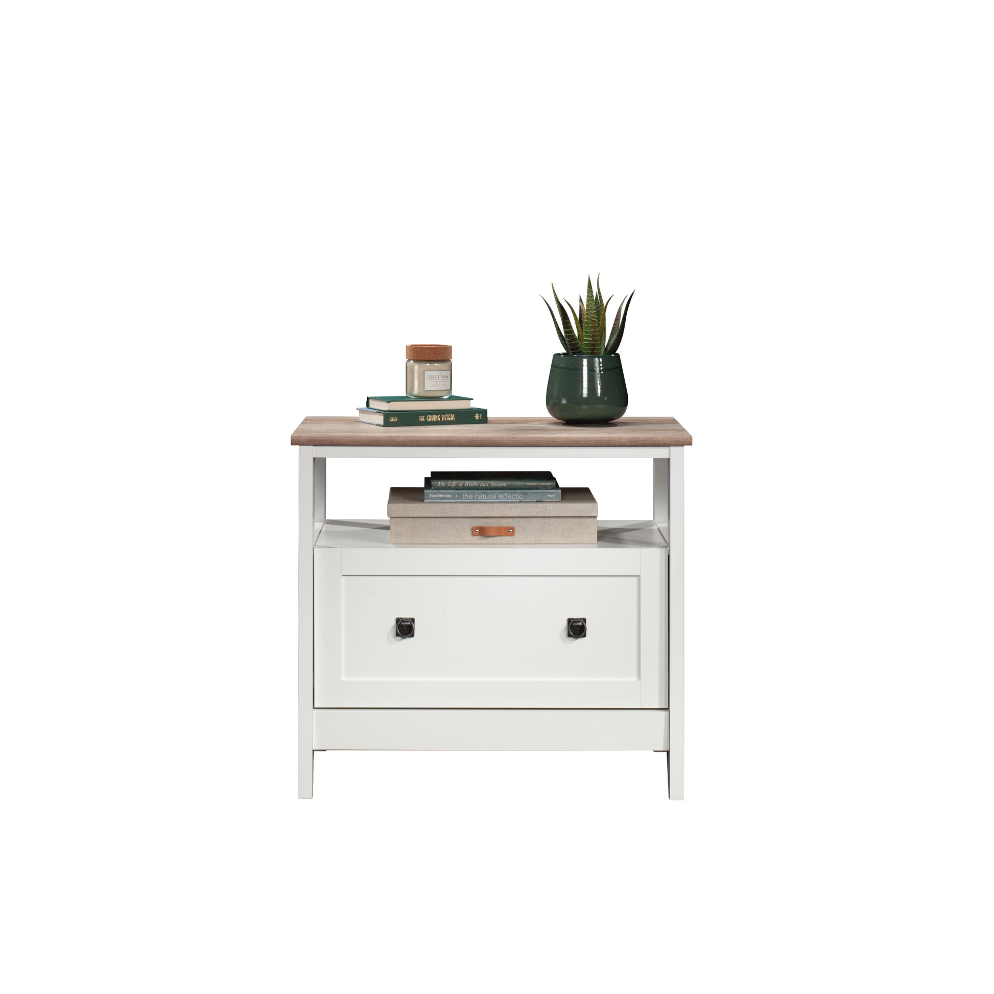 Farmhouse Brown Filing Cabinet with Shelves for Office Storage