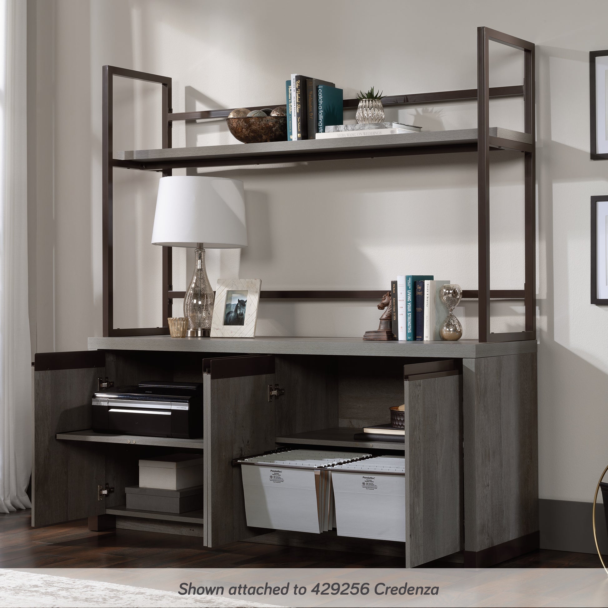 Brown Credenza Hutch - Storage & Display Shelving